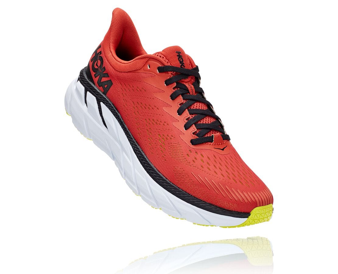 Pantofi De Mers Hoka One One Clifton 7 Barbati - Rosii / Negrii | Romania ICFH35782